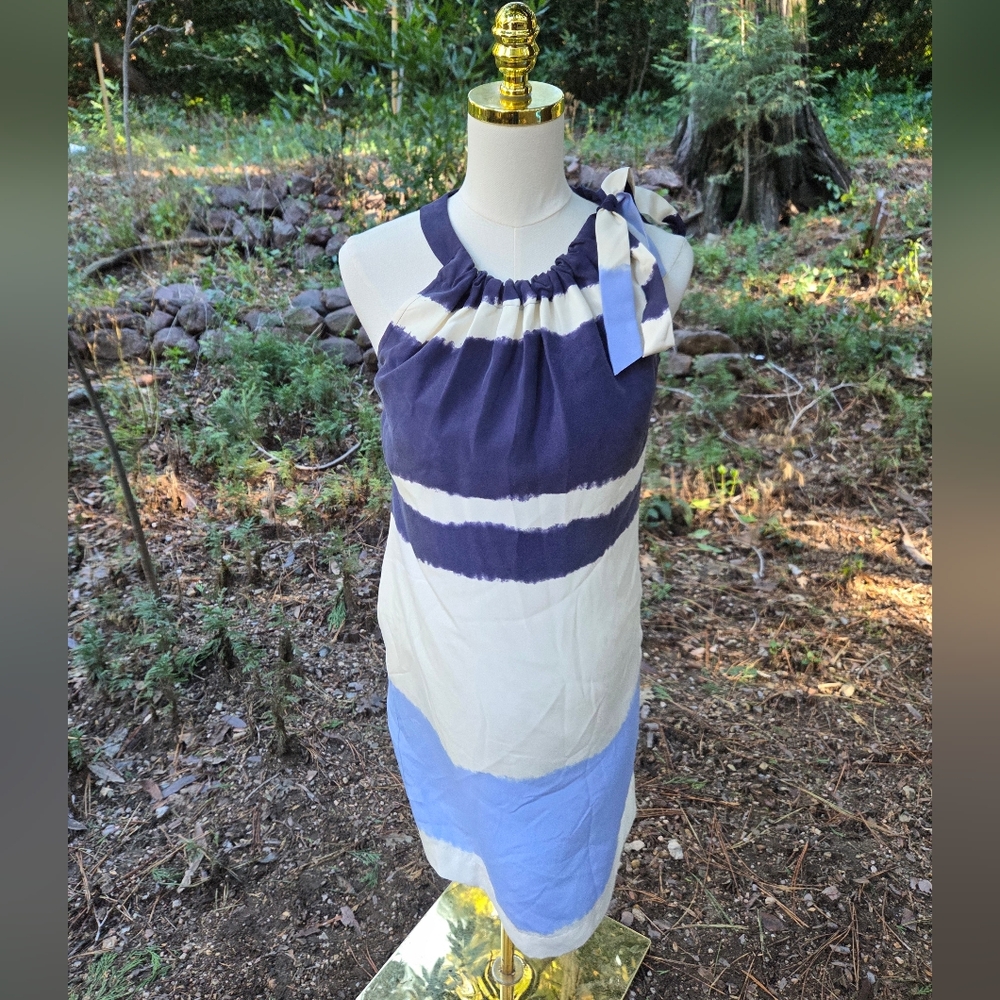 Banana Republic Silk Stylish Blue and White Women's Dress Size 6